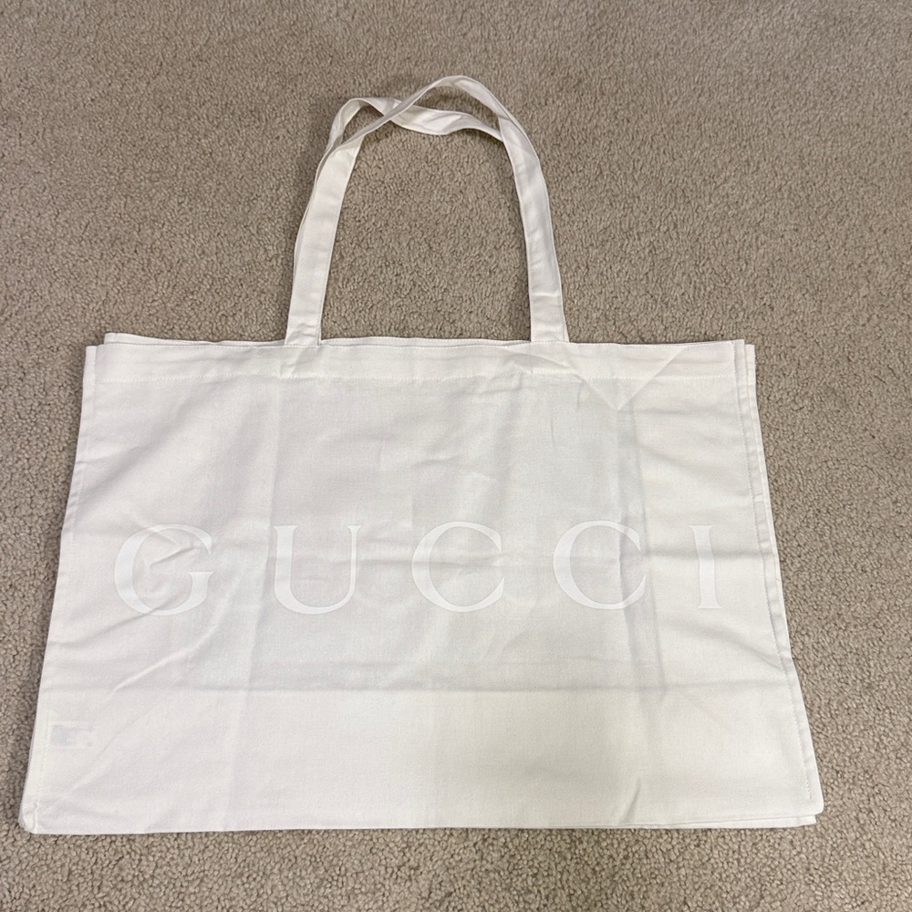 White Gucci Cloth Tote Bag